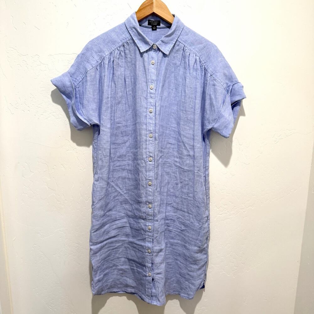 Baird McNutt For J Crew Irish Linen Shirt Dress Womens Small Light Blue Button